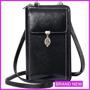 Leather Crossbody Phone Bag Retro Elegant RFID Blocking Adjustable Strap